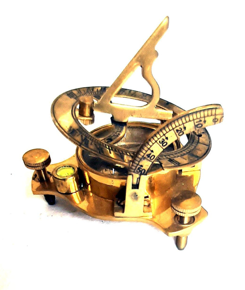 ALADEAN Brass Compass & Sundials Antique Replica Nautical Directional Instrument Navigation Gift Tri Brass Sundial 3"