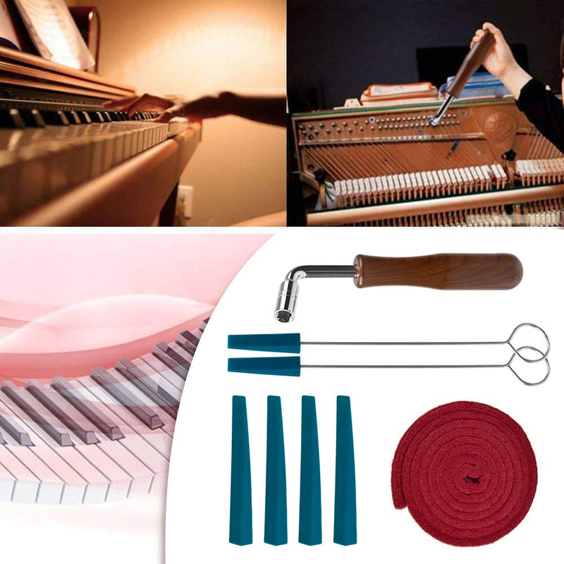 Piano Tuning Kit, CUGLB Professional Piano Tuner Kit Including Tuning Wrench Hammer, Temperament Strip, Mute Kit, Piano DIY Fixing Set (8 pcs in Pack)