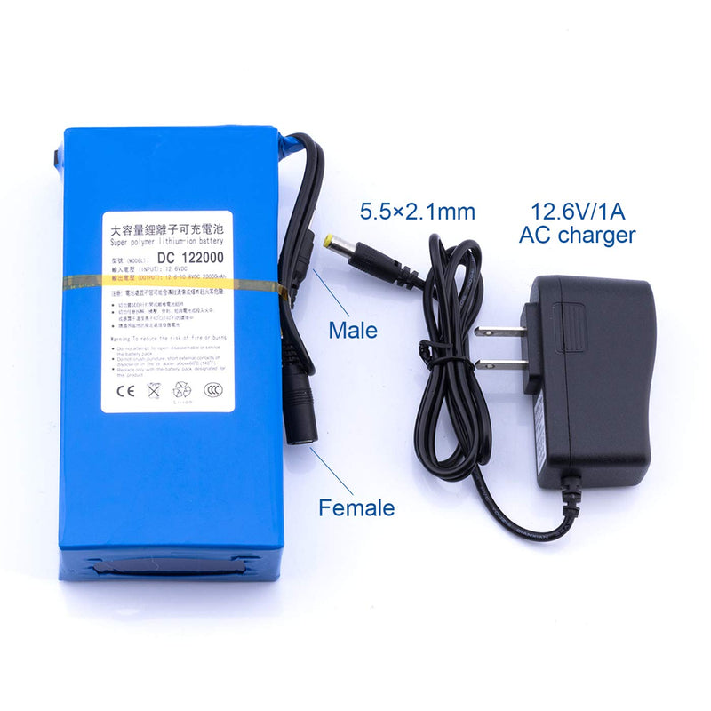 ABENIC DC12V Super Polymer Rechargeable 20000mAh Lithium ion Battery Pack 2A (24W),for Aviation Models Portable DVDs, MP3 Players and More,Power Bank with Charger(Blue) Blue