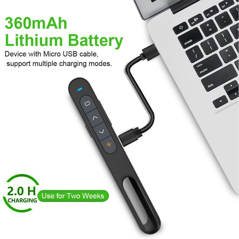 NORWII N76 Wireless Presenter with Green Light, 330FT Ofifice Presentation Remotes Presentation Clicker for Powerpoint Presentations, Presentation Pointer Slide Clicker Supports Hyperlink/Volume