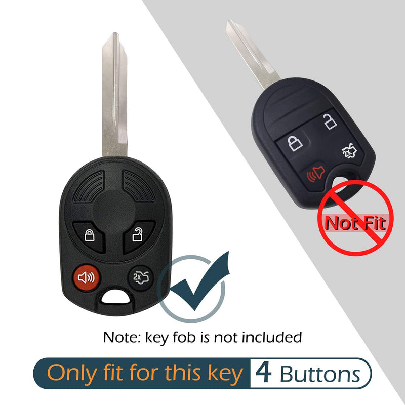 2Pcs Silicone 4 Buttons Key Fob Cover Remote Case Keyless Protector Compatible with Ford C-Max Escape Expedition Flex Focus Fusion Mustang Taurus Transit Connect Lincoln Town Car Mercury Mariner Milan