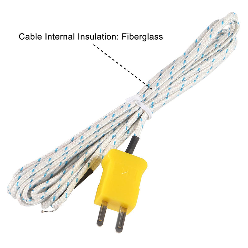 UMLIFE 3M K Type Mini-Connector Thermocouple Temperature Probe Sensor Measure Range -50~700°C,Compatible with TM902C/ TES1310 (6 Pieces)