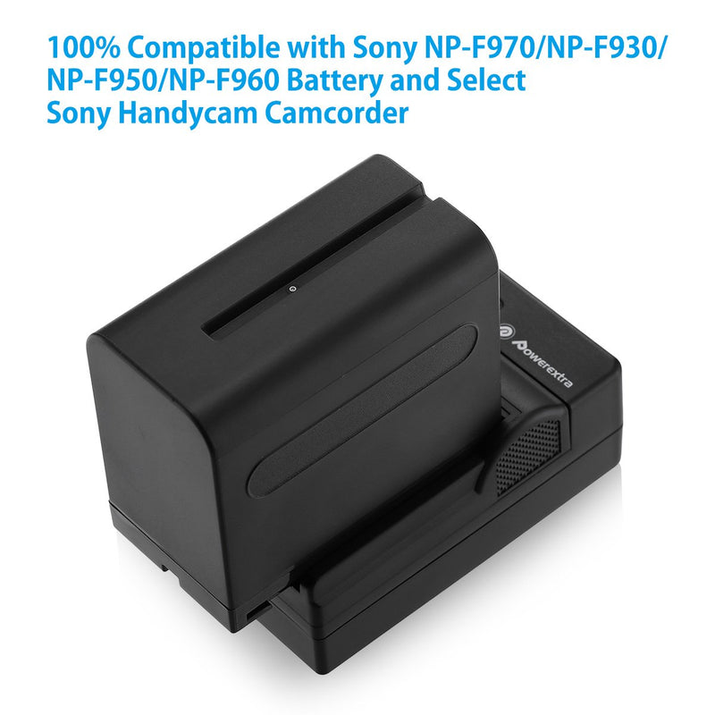 Powerextra 2 Pack Replacement Sony NP-F970 Battery 8800mAh and Charger for Sony DCM-M1 MVC-CD1000 HDR-FX1 DCR-VX2100E DSR-PD190P NEX-FS700RH HXR-NX3 Camera as NP-F930 NP-F950 NP-F960
