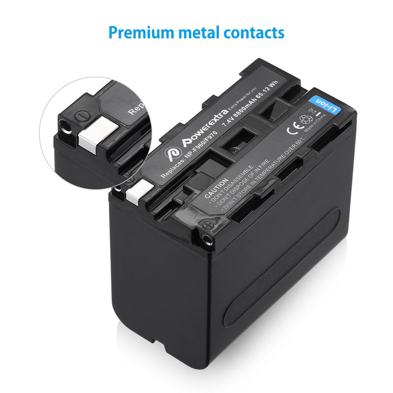 Powerextra 2 Pack Replacement Sony NP-F970 Battery Compatible with Sony DCR-VX2100, DSR-PD150, DSR-PD170, FDR-AX1, HDR-AX2000, HDR-FX1, HDR-FX7, HDR-FX1000, HVL-LBPB, HVR-HD1000U, HVR-V1U, HVR-Z1P