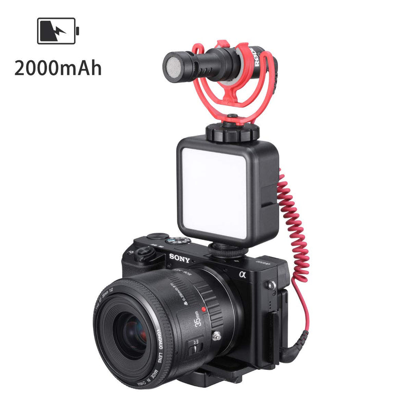 [AUSTRALIA] - ULANZI VL49 2000mAh LED Video Light w 3 Cold Shoe, Rechargeable Soft Light Panel, Portable Photography Lighting for DJI OSMO Sony DSLR Canon Camera GoPro Vlogging Black 