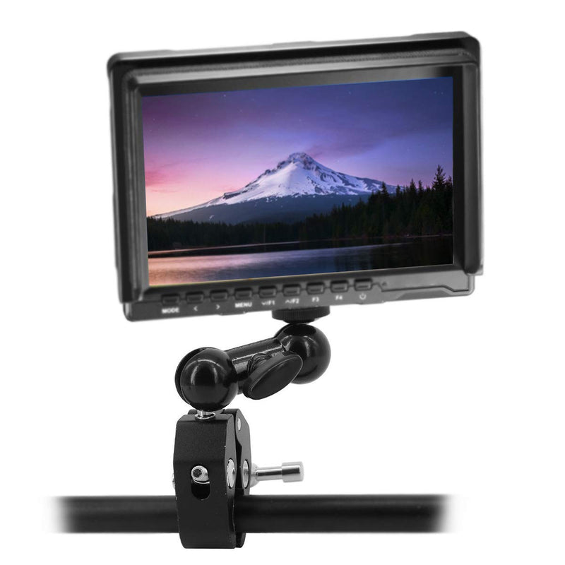 SLOW DOLPHIN Camera Clamp Mount Monitor Mount Bracket Super Clamp w/1/4 and 3/8 Thread with Cool Double Ballhead Arm Adapter Bottom Clamp for for DSLR Camera/Field Monitor/LED