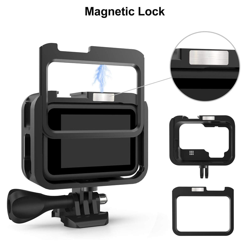 Aluminum Alloy Case Compatible with GoPro HERO10/9 Black, Housing Protective Shell Case Metal Mount Accessories for GoPro Hero 10/9 with Quick Pull Movable Socket and Screw