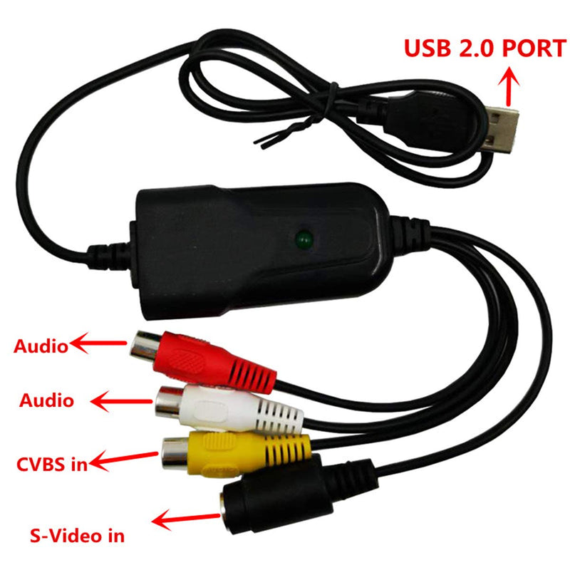HDSUNWSTD Portable USB 2.0 AV/RCA Composite and S-Video Audio Video Capture Card Adapter VHS DVD