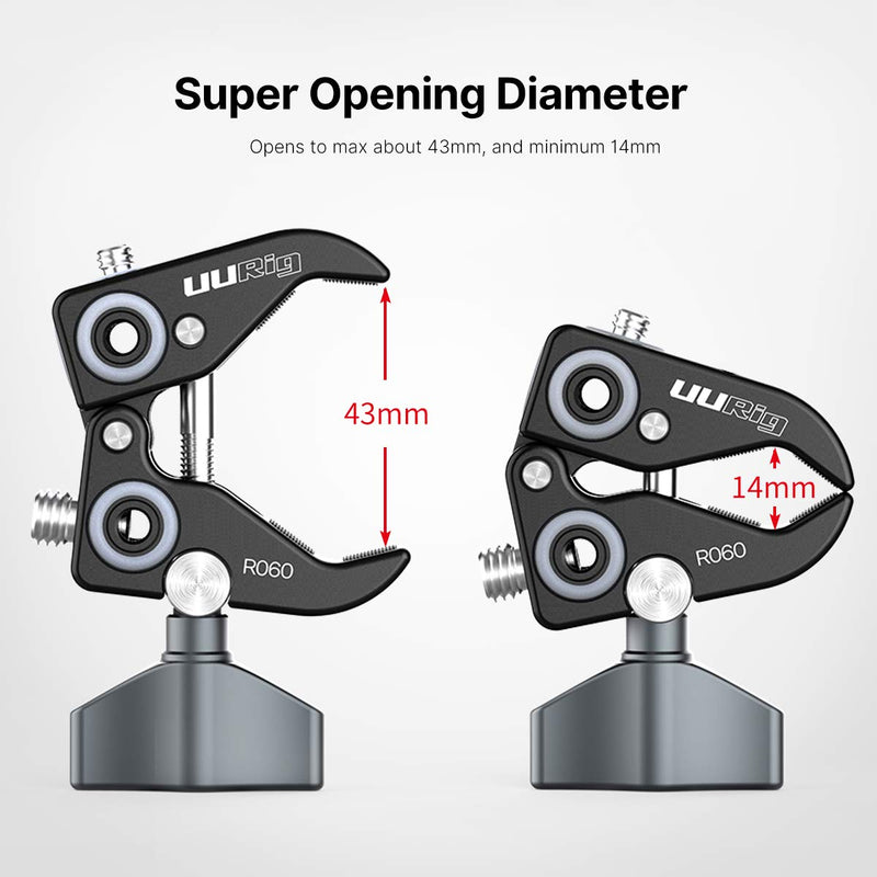 UURig R060 Super Clamp for Monitor/LED Lights/Flash/Microphone, Versatile C Clamp Strong Camera Clamp Endless Using Scenes with Photographic Professional Accessories R060 Camera Clamp