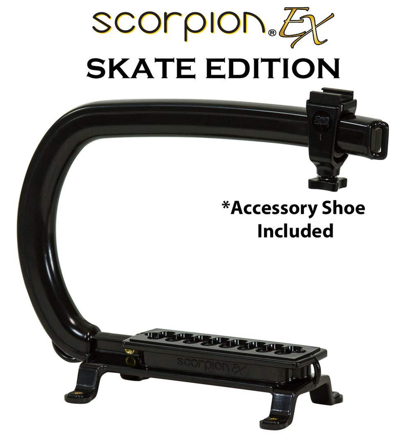 [AUSTRALIA] - Cam Caddie Scorpion EX Skateboard Camera Handle with Threaded Feet - Professional Steadycam Handle for Most Cameras, Camcorders, Smart Phones and Action Sports Cams - Black - Skate Edition 