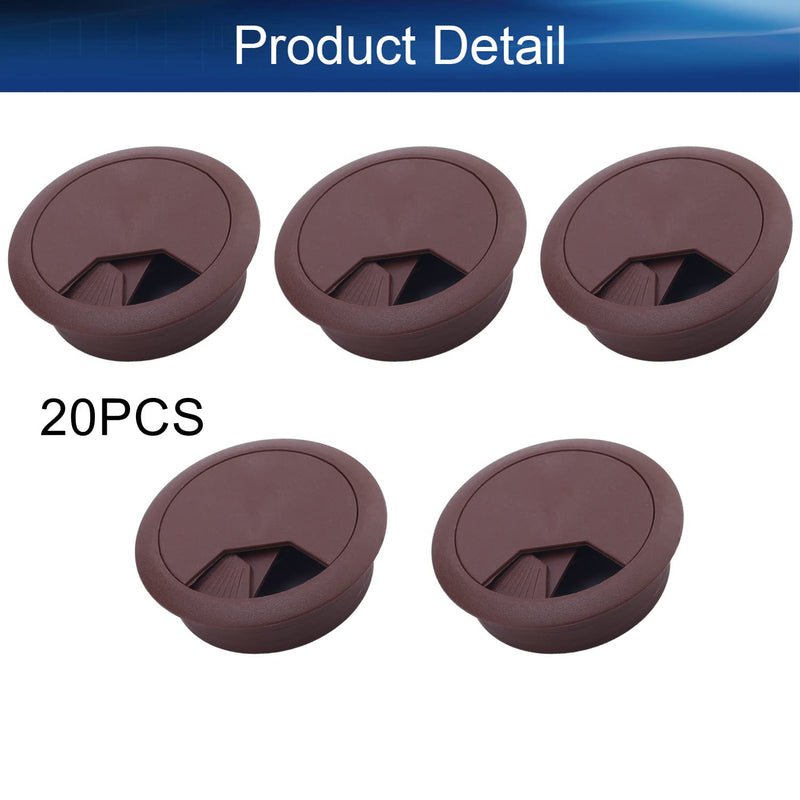 Yinpecly 1.97" Plastic Cable Hole Cover Cord Desk Grommet for Home Office Desk Cable Cord Organizer Plastic Cover Hardware Wire Organizer Brown Tone 20pcs