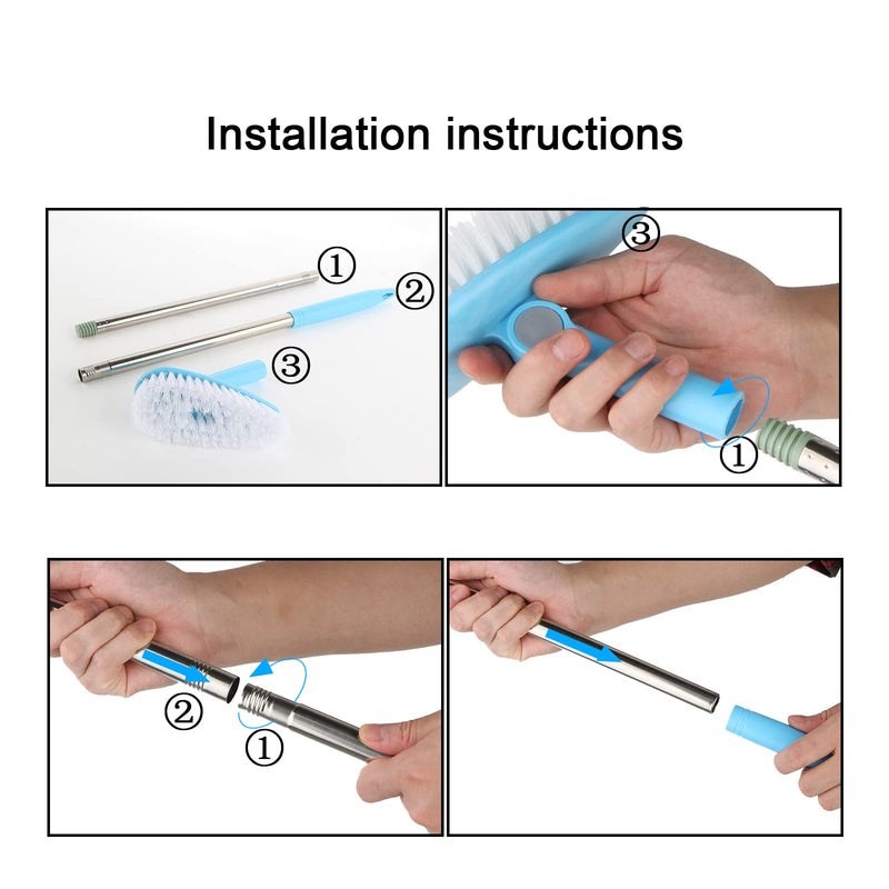 1 Piece Scalable Rotatable Long Extendable Handle Removable Tub/Bathroom/Tile/Scrub Brush Scrubber Telescopic Lightweight Alloy Handle Detachable (Blue) Blue