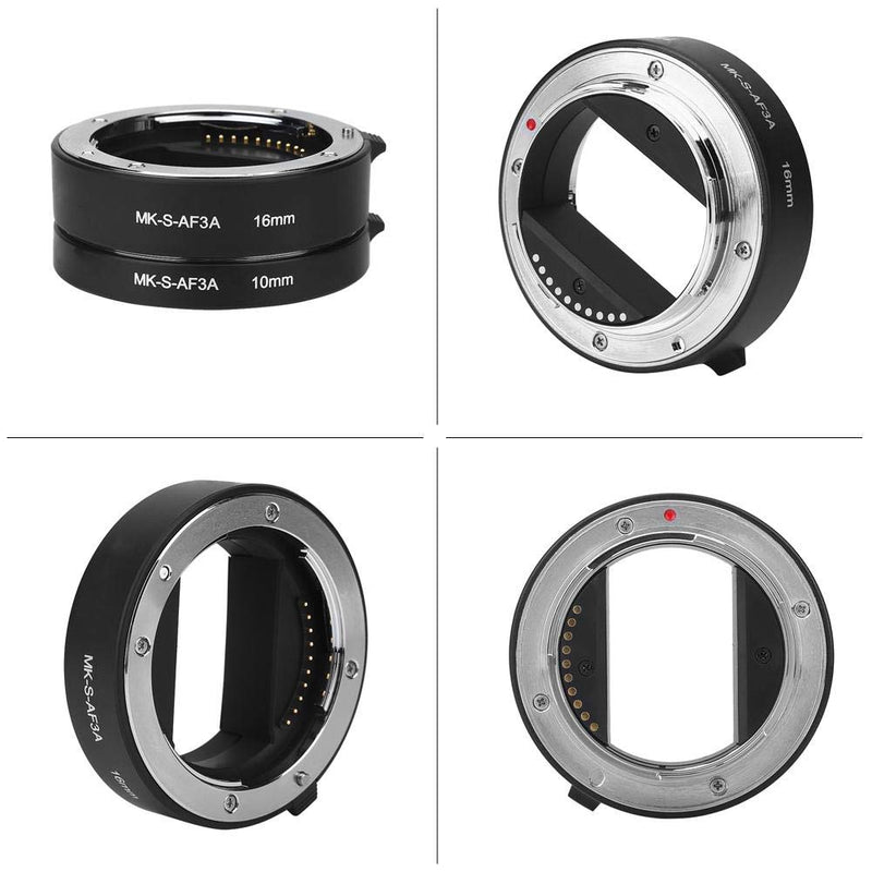 Qiilu Lens Extension Tube, Auto Focus AF Macro Extension Tube Set 10mm,16mm Fit for Sony E/FE NEX3 NEX5 NEX6 NEX7 A5000/A6000/A7/A7M2 Series