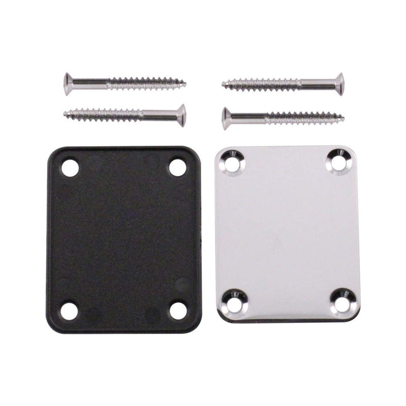 2 Pack Guitar Chrome Neck Plates with Screws for Electric Guitars, Strat Tele Style Guitar Cigar Box Guitar Parts Repair Replace