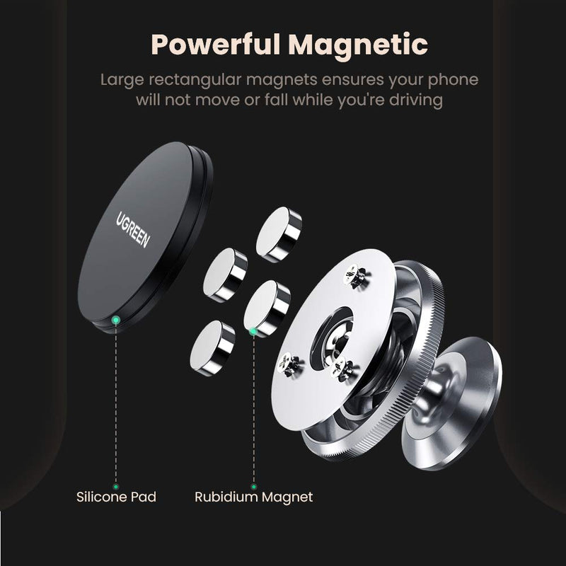 UGREEN Magnetic Phone Car Mount Dashboard 360° Rotation Magnet Car Phone Holder Dash Stand Compatible for iPhone 12 11 Pro Max SE XR XS 8 7 Plus Samsung Galaxy Note 20 S10 9 8 and More