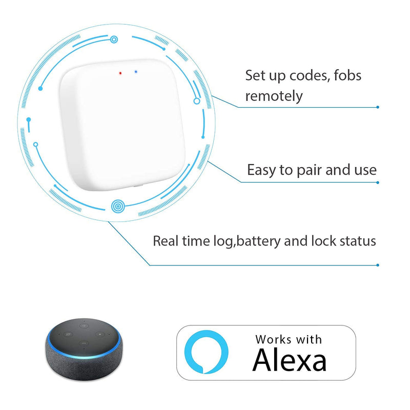 NGTeco ML300 Smart Door Lock WiFi Gateway, Bluetooth Keyless Entry Door Lock WiFi Bridge, Home Security Smart Lock WiFi Hub Work with Alexa and Google Assistant