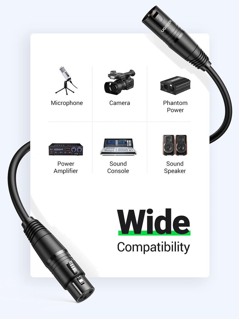 UGREEN XLR Cable, Microphone XLR Male to Female Extension Cable XLR Jack Extender Cord for PA System, Studio Recorder, Amplifier, Mixer, Speaker System, or Professional Recording, Playing Live (10M) 10.0 Metres