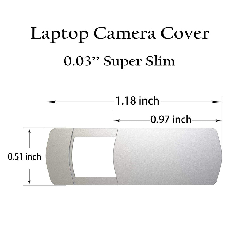 6 Pack Laptop Camera Cover Slide Sticker, Ultra-Thin Webcam Cover Slider Blocker for Laptop MacBook Pro Surface Tablet PC iPad AIO Desktop Computer iPad Echo Show Phones Protect Privacy - Silver