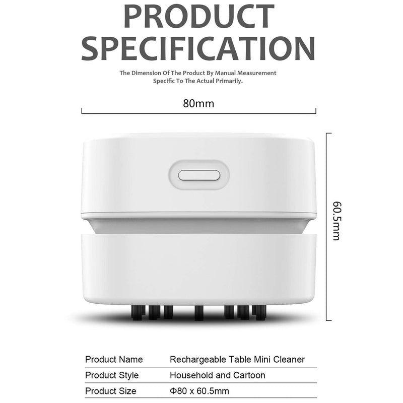 ODISTAR Desktop Vacuum Cleaner with Wireless Charger, Mini Table dust Sweeper Energy Saving,High Endurance up to 400 mins, Cordless&360º Rotatable Design for Keyboard/Home/School/Office (White) White Wireless Charger