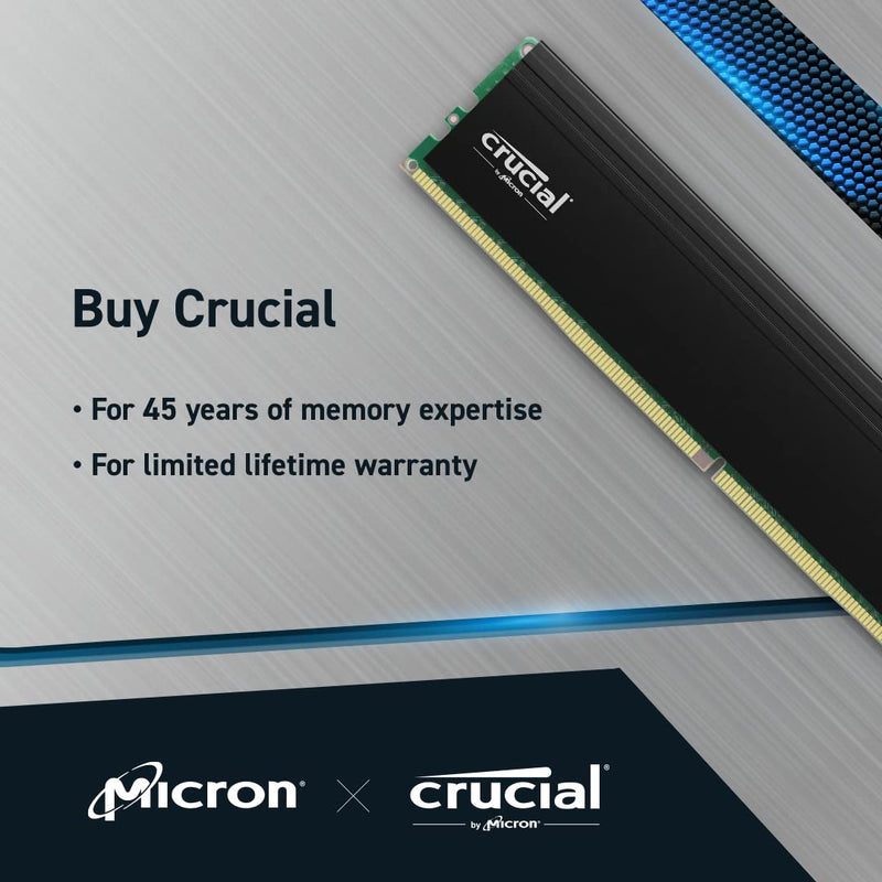 Crucial Pro RAM 32GB Kit (2x16GB) DDR4 3200MT/s (or 3000MT/s or 2666MT/s) Desktop Memory CP2K16G4DFRA32A 32GB Kit (2x16GB) with Heat Spreader