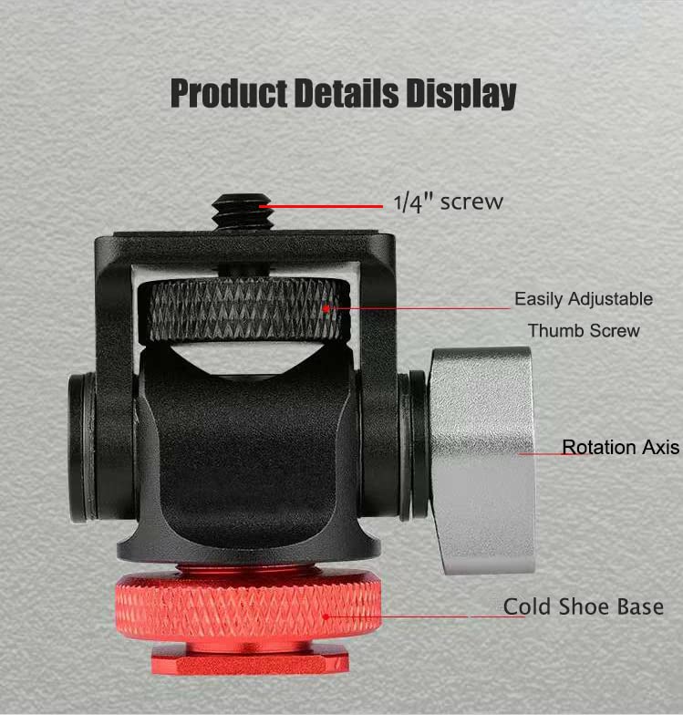 POYINCO Field Monitor Mount Monitor Holder Swivel 360°and 180°Tilt Adjustable with Cold Shoe Mount for 5" and 7" Monitor for Video Shooting Photography Accessories