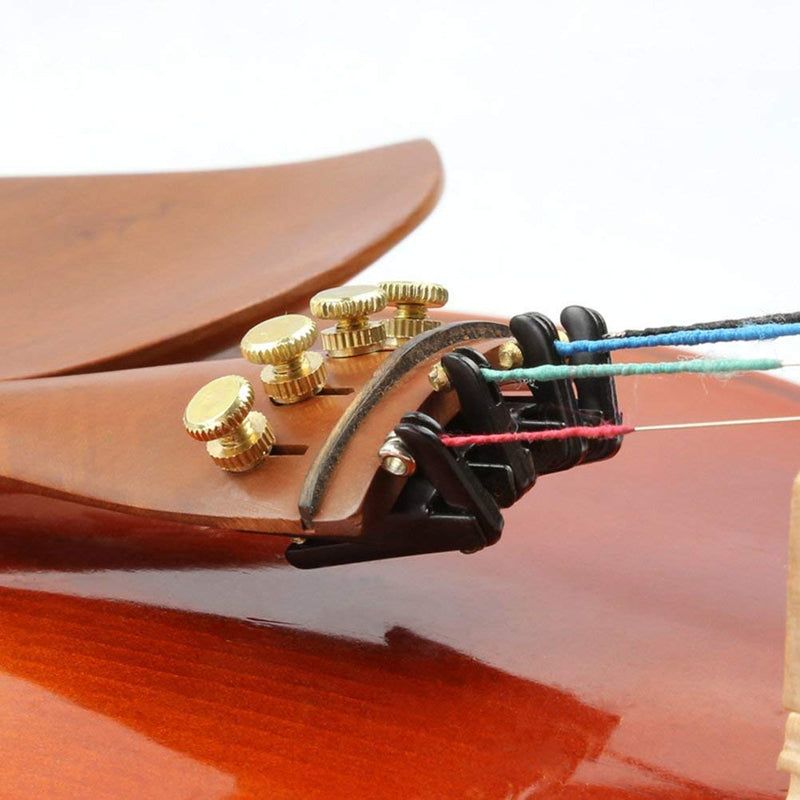 Tzong 4Pcs Black Violin Fine Tuners for 4/4-3/4 Violin Metal String Adjuster Nickel Plated Anti Rust