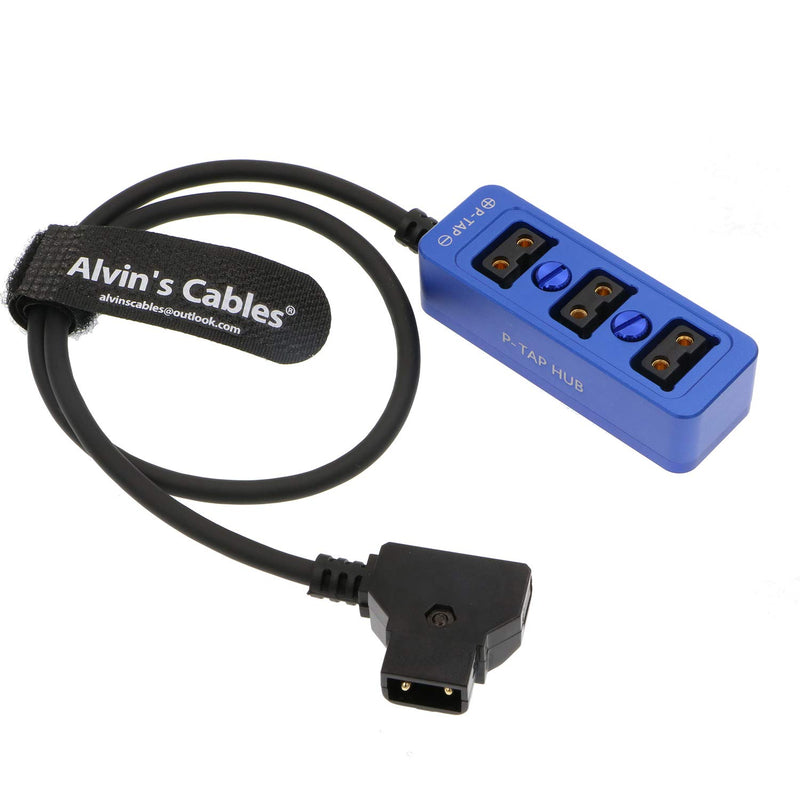 Alvin’s Cables D-tap Splitter P-Tap HUB Cable Dtap Male to Three Port D tap Female Splitter Cable with Screw Threads for ARRI RED Z CAM Cameras TILTA Steadicam IDX V-Mount Battery-Blue Blue aluminum with screw threads