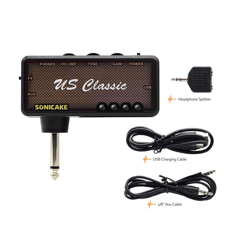 [AUSTRALIA] - SONICAKE US Classic Plug-In USB Chargable Portable Pocket Guitar Headphone Amp Carry-On Bedroom Effects 