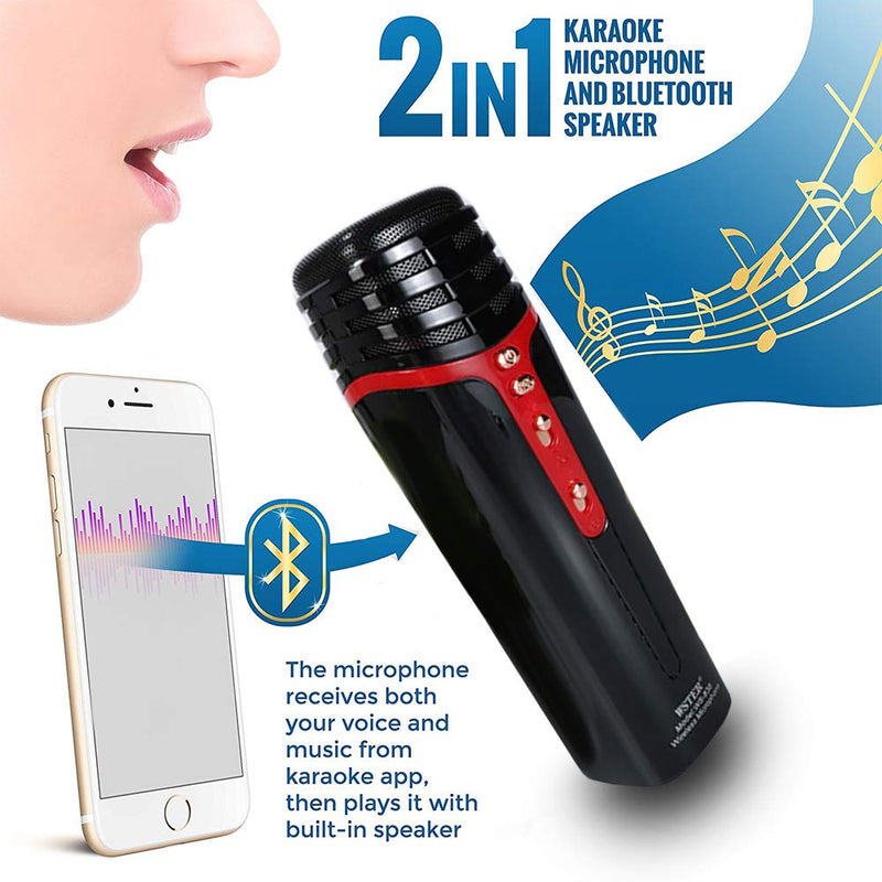 Wireless Bluetooth Karaoke Microphone with Duet Sing, Handheld Mic Speaker Machine for Android/iOS/PC/Stage/Party,Gifts for Kids&Adults(Black)