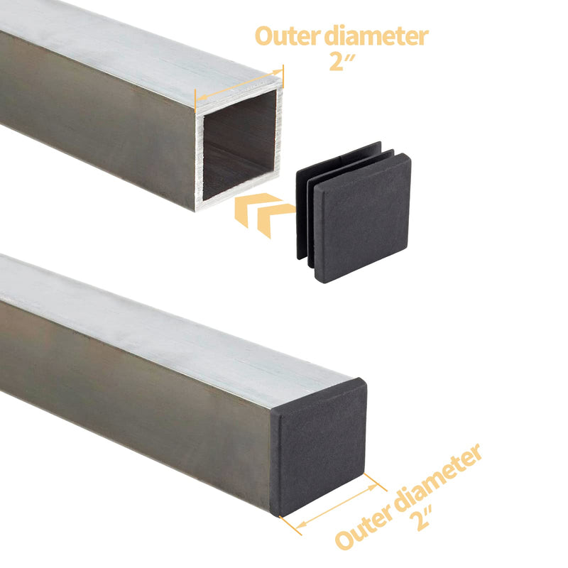 Uenhoy 30 Pcs 2" Square Plastic Plugs Insert End Caps Black Tubing End Caps for Square Tube, Chair Legs, Fence 2"