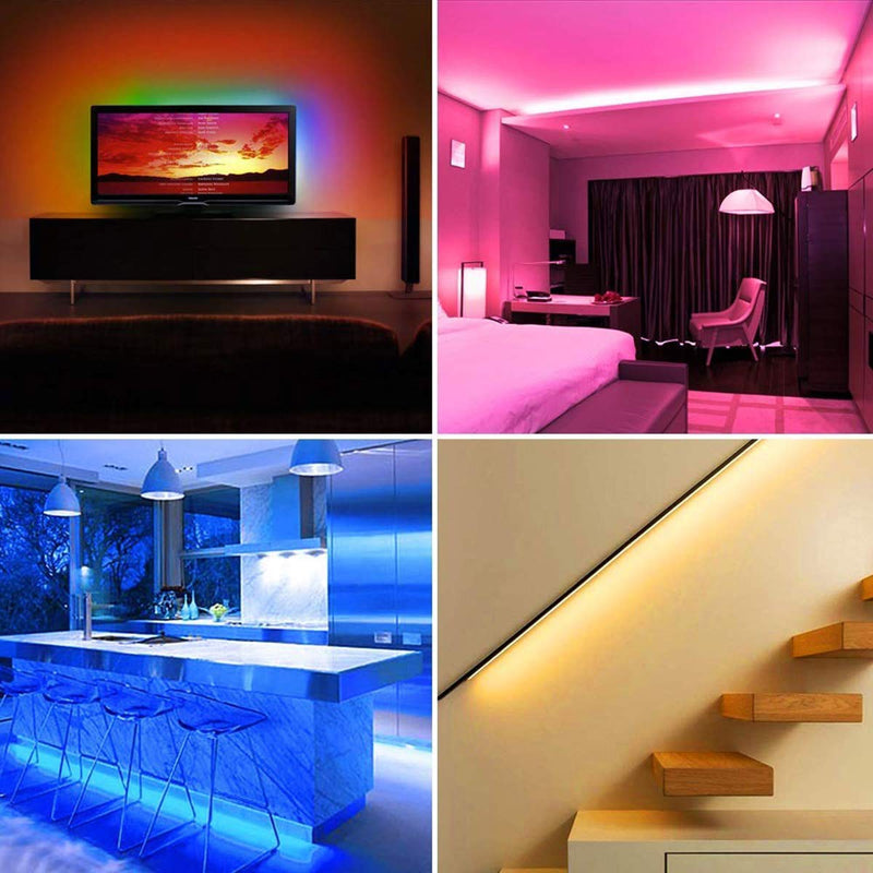 Led Light Strips for Bedroom, 16.4ft Waterproof Music Sync Color Changing Led Strip Lights for Bedroom(44 Key IR Remote+Sensitive Built-in Mic+Music Sync) 16.4ft Waterproof + Music + Mic