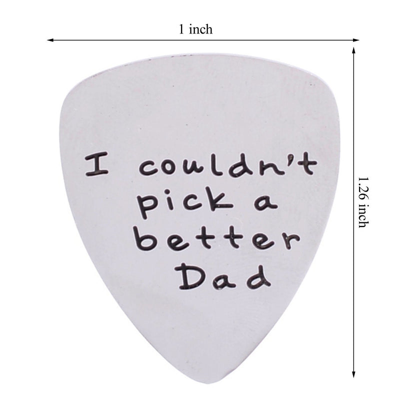 I Couldn't Pick a Better Dad Mens Stainless Steel Guitar Pick Gift for Daddy Papa Father