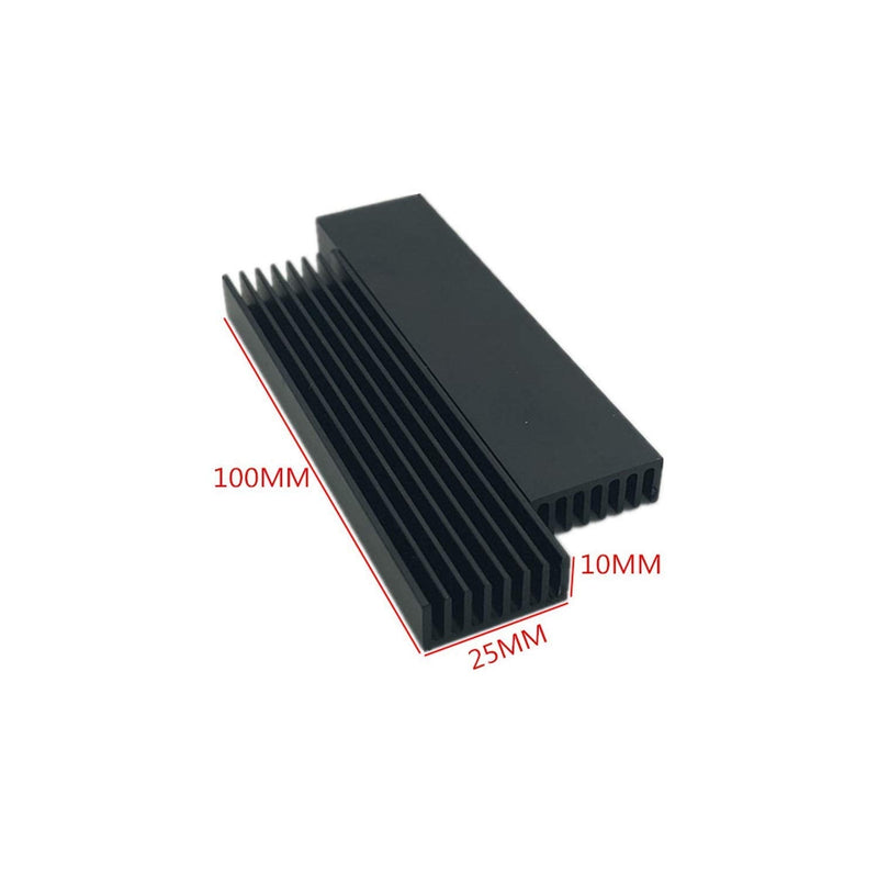 Easycargo 6pcs 100mm x 25mm x 10mm Heatsink Aluminium Radiator Cooler Heat Sink for Cooling LED Power Amplifier (100mmx25mmx10mm) (Black) Black