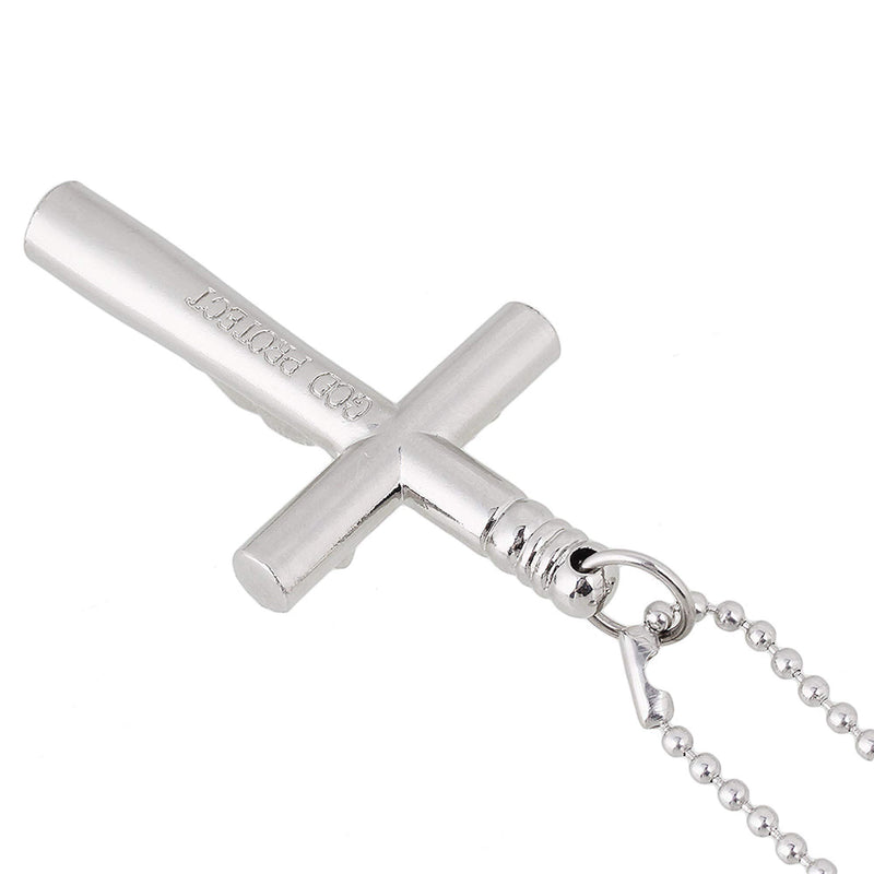 lovermusic lovermusic Chrome plated steel Crucifix Drum Skin Tuning Key with Long Chain Silver