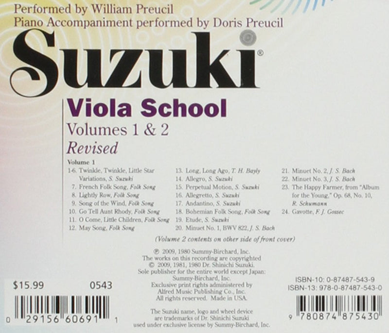WB CH2502270 Suzuki Viola School Volume 1 and 2 (CD)