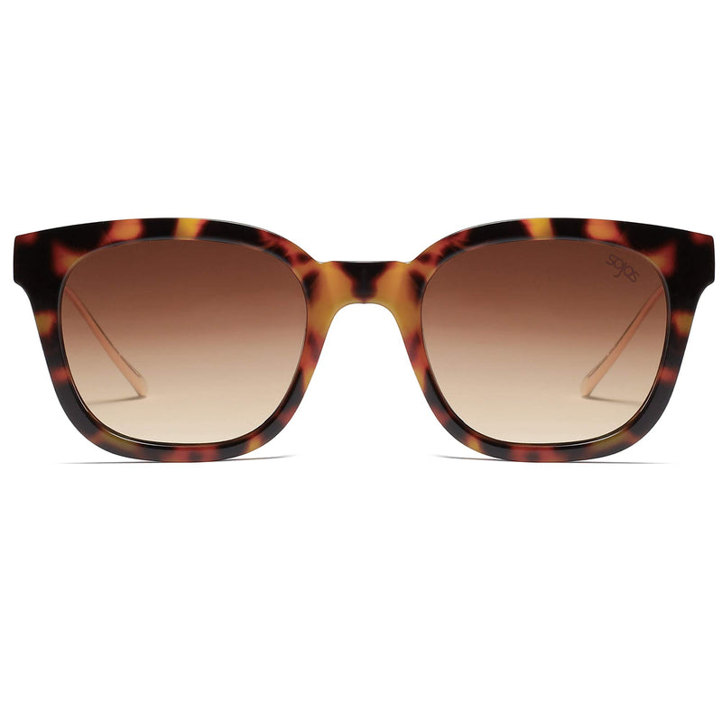 SOJOS Classic Square Polarized Sunglasses for Women UV400 Sun Glasses SJ2050 Amber Tortoise/Brown