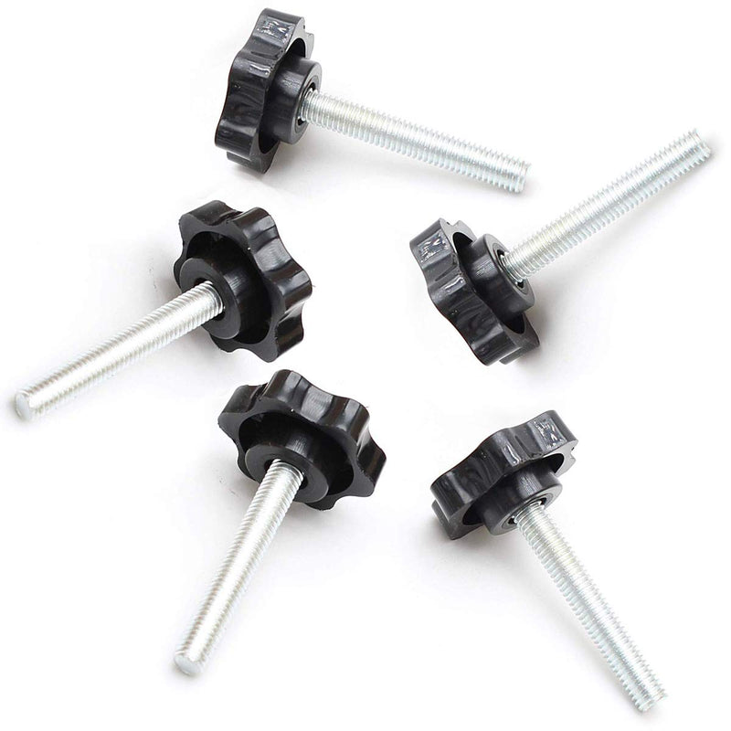 5PCS M6X50 Star Knob Screw Knob Clamping Handle Grip (External Thread, Including Hex Nut + Washer+ Spring Washer) 5PCS M6X50