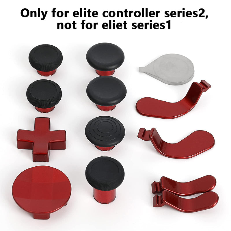 13 in 1 Metal Thumbsticks for Xbox One Elite Series 2, Xbox One Elite 2 Controller Parts, Gaming Accessory Replacement, Metal Mod 6 Swap Joystick, 4 Paddles, 2 D-Pads, 1 Adjustment Tool (Red) Red
