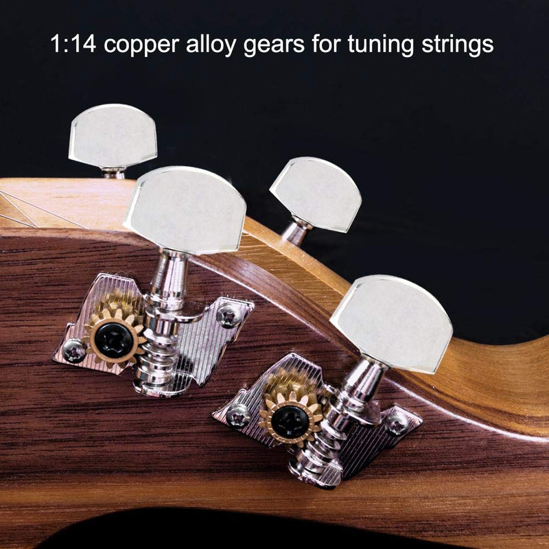 Bnineteenteam 2L2R Ukulele Tuning Peg,Silver Classical Style Machine Head Ukulele DIY Parts with Mounting Screws