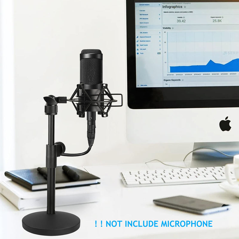 Metal Desk Mic Stand with Metal Shock Mount, Adjustable Table Microphone Stand for Audio Technica AT2020 AT2020USB+ AT2035 ATR2500x Condenser Studio Microphone by Frgyee