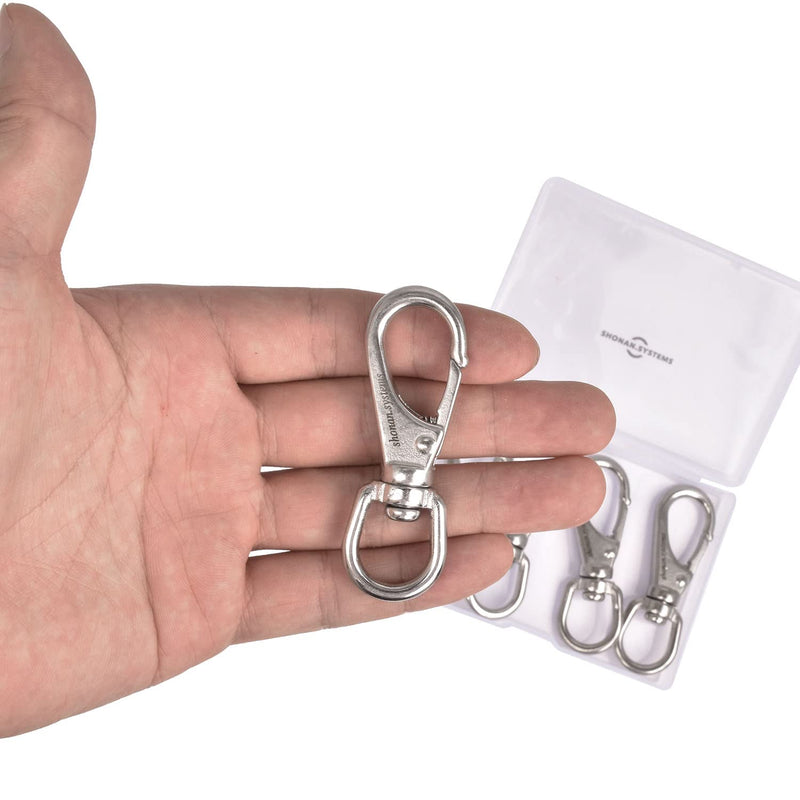 SHONAN 2.7 Inch Swivel Snap Hooks, 5 Pack Stainless Steel 316 Swivel Spring Snaps, Flag Pole Swivel Snap Clips, Marine Grade Swivel Hook Clips for Scuba Diving, Dog leashes, Keychains, Bird Feeders