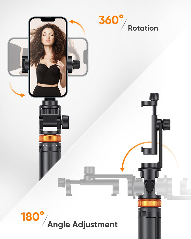 [AUSTRALIA] - Newest 62" EUCOS Selfie Stick Tripod with Remote, Upgraded Solidest Cell Phone Travel Tripod Stand Compatible with iPhone 14/13/12 Pro Max/Samsung/GoPro/DJI Inferno Mix Carbon Black 