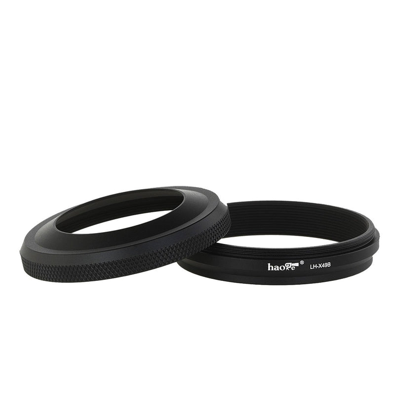 Haoge LH-X49B 2in1 All Metal Ultra-Thin Lens Hood with Adapter Ring Set for Fuji Fujifilm FinePix X70 X100 X100S X100T X100F Camera Black Replaces Fujifilm LH-X100 AR-X100 LH-X70 for X70 X100 X100S X100T X100F