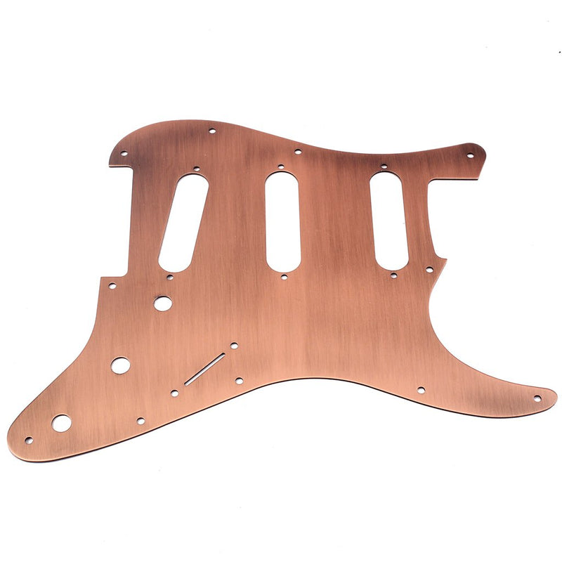 Alnicov SSS 11 Hole Strat Metal Guitar Pickguard Aluminum Scrach Plate for USA/Mexican Standard Strat Modern Style Guitar,Bronze