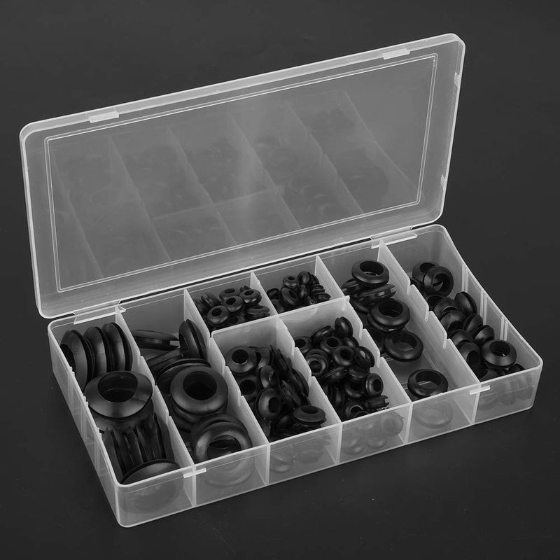 [AUSTRALIA] - 200Pcs Rubber Grommet Set Eyelet Ring Gasket Assortment Electrical Conductor Gasket Sealing Ring with See-Through Organizer Case 
