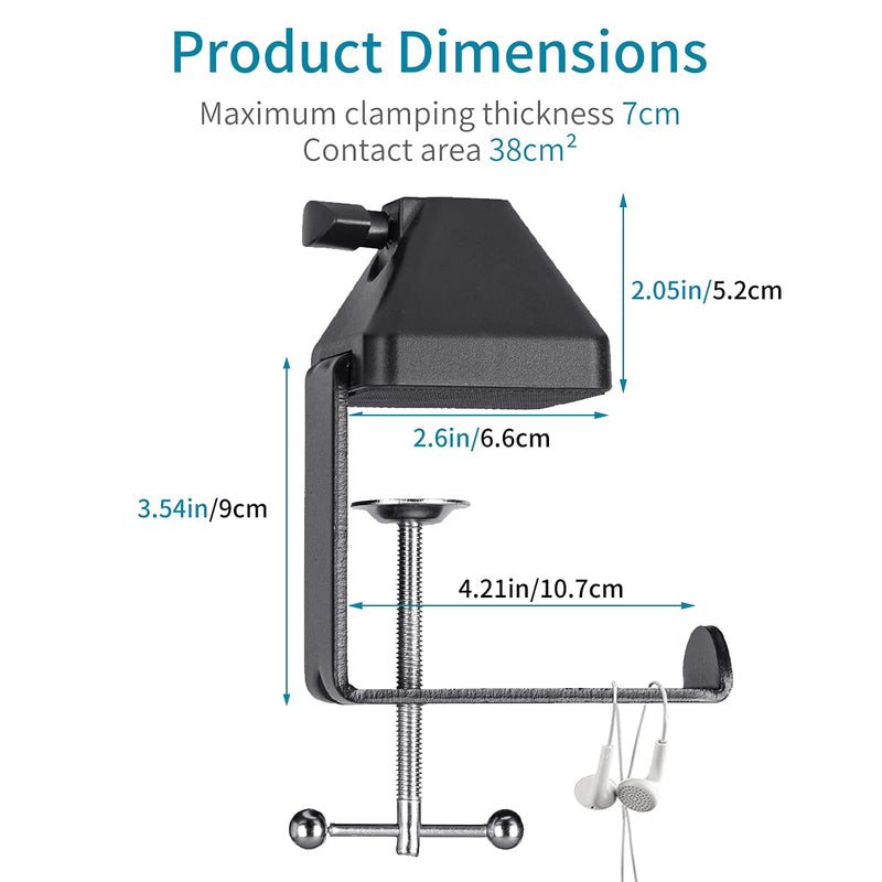 novonest Metal Table Mounting Clamp for Microphone stand/Tablet Scissor Arm Stand, Desktop Lamp, Work Light etc,with an Adjustable Positioning Screw desk clamp,NB35-B NB35-B stand base