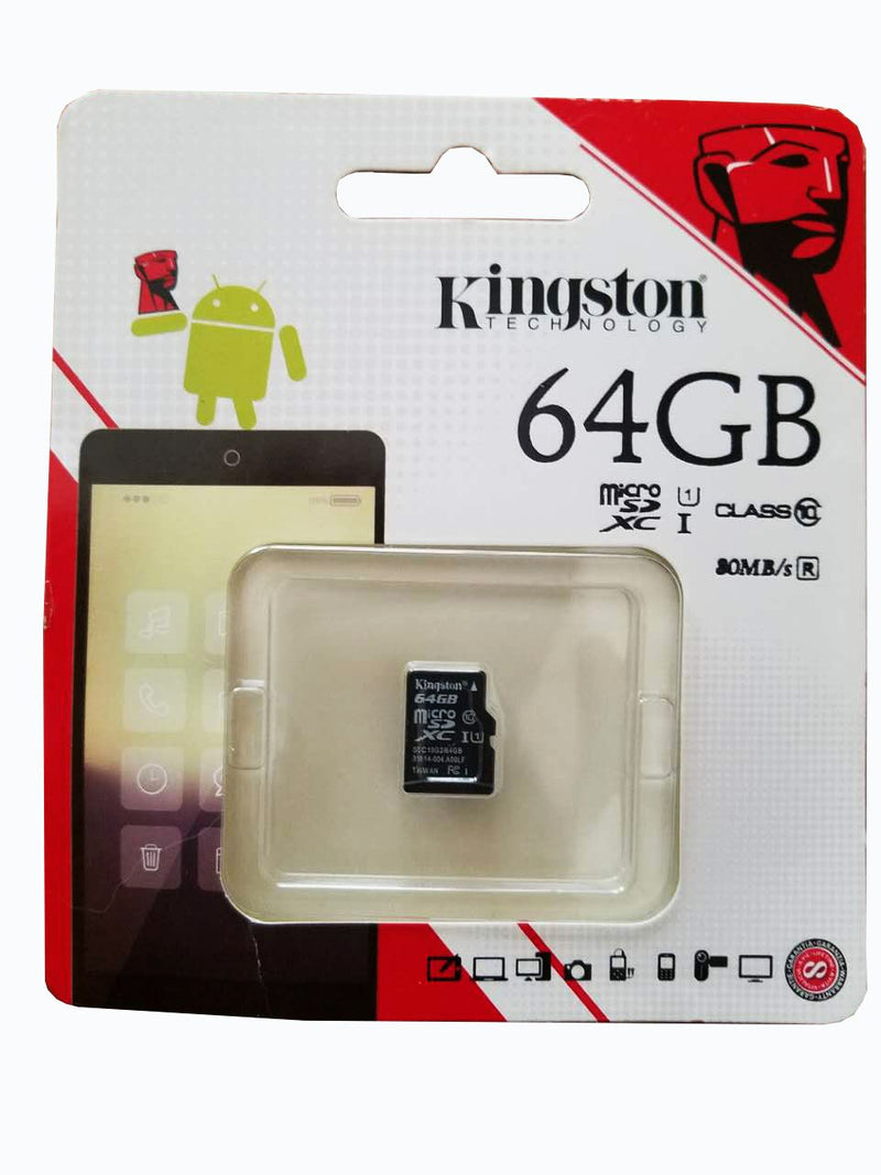 Kingston Digital 64GB microSDXC Class 10 UHS-I 45MB/s Read Card with SD Adapter (SDC10G2/64GB) Single Pack 64 GB
