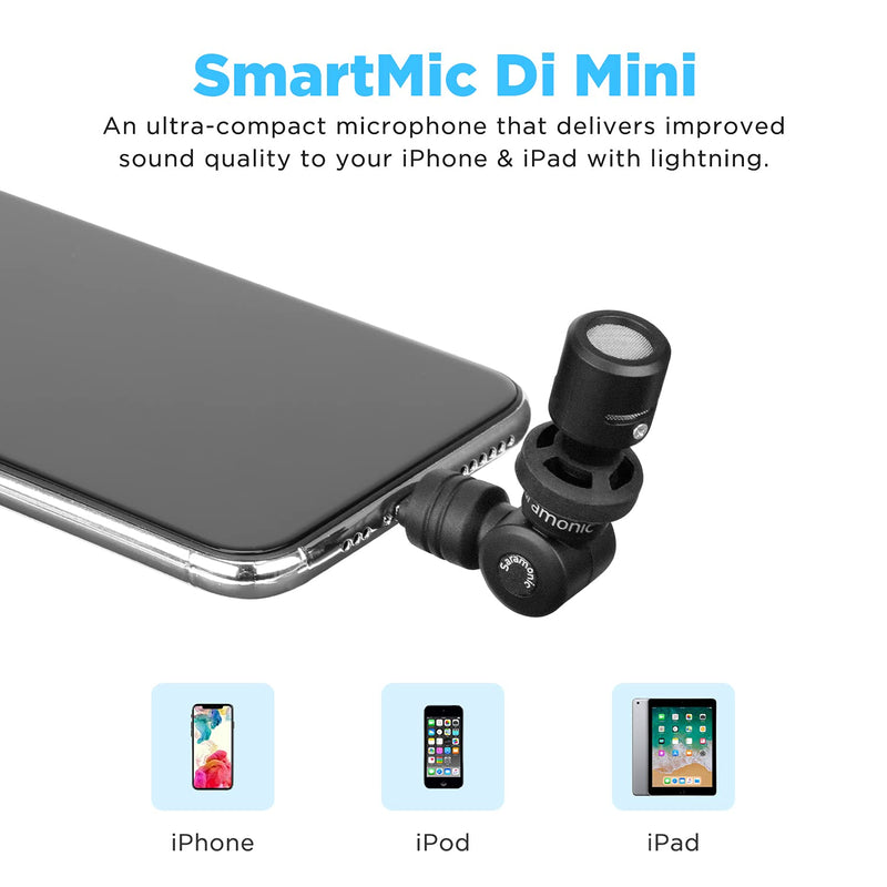 Saramonic Professional Mini Plug Play Microphone for iPhone iOS Devices Mobile Phone Vlogging Podcast Video Recording Mic SmartMic DI Mini