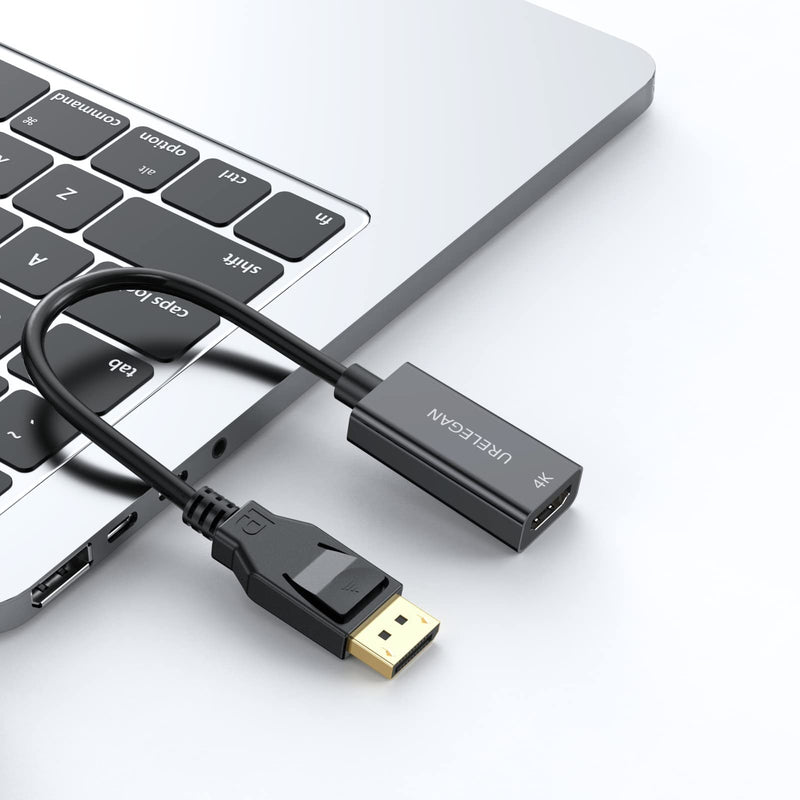 [AUSTRALIA] - URELEGAN Displayport to HDMI Adapter, 4K Display Port DP to HDMI Cable Male to Female Port Support Video & Audio Compatible with Computer, PC, Monitor, Projector, HDTV (Not Bidirectional) 1 Black 