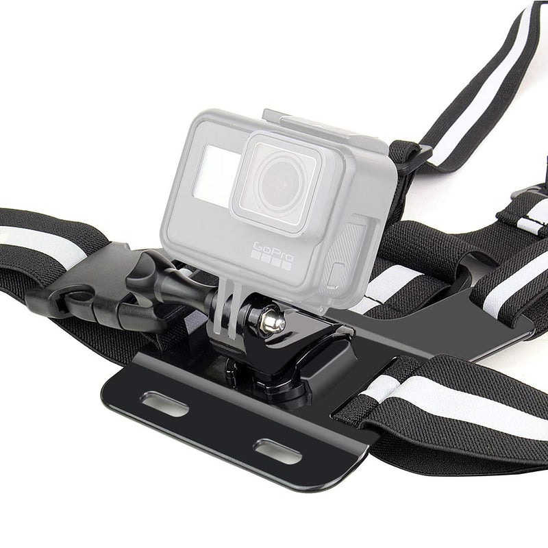 SOONSUN Chest Mount Harness Compatible with GoPro Hero 10 9 8 7 6 5 4 3 2 Fusion Session AKASO SJCAM DJI OSMO Action Camera – Fully Adjustable Chest Strap Mount with Reflective Belt